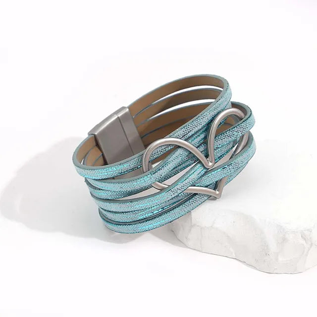 ALLYES Boho Blue Multilayer Braided Leather Bracelet