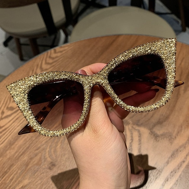 Oversized handmade bling cat eye sunglasses