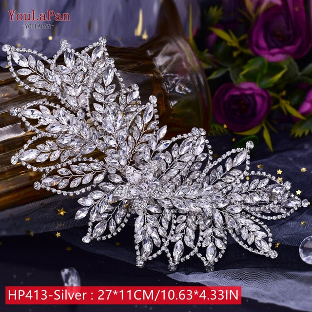 Topqueen Hp413 Flower Bridal Headband/Tiara with Rhinestones Wedding Tiara