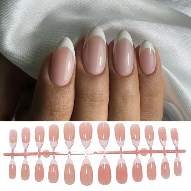 120pcs Glossy French Tips Press on Fake Nails