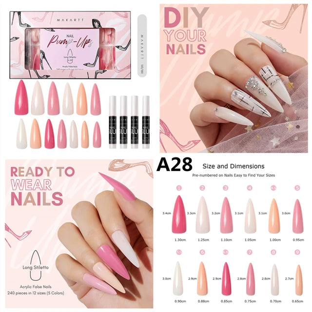 Makartt Acrylic Nail Kit, 240pcs Press On Nails
