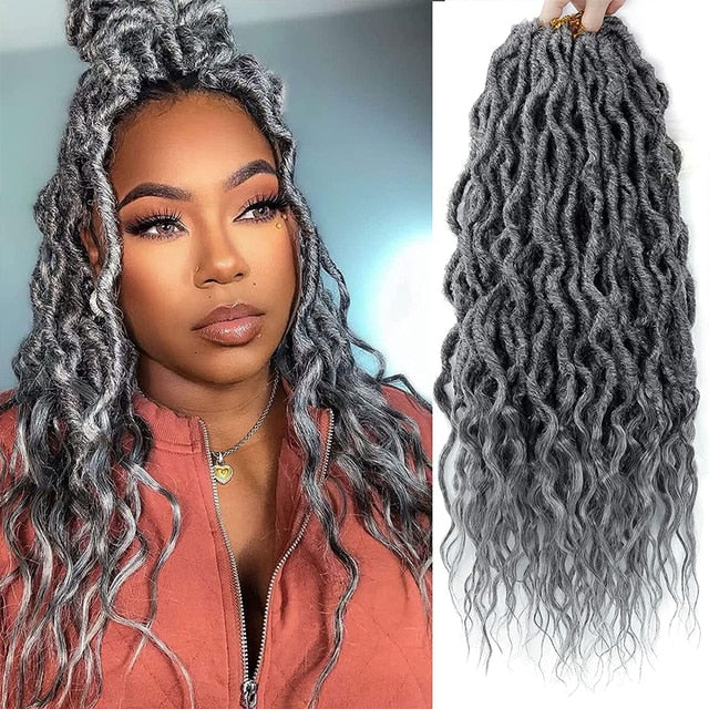 Sambraid Synthetic Faux Soft Locs Braids - Goddess Crochet Hair with Curly Ends