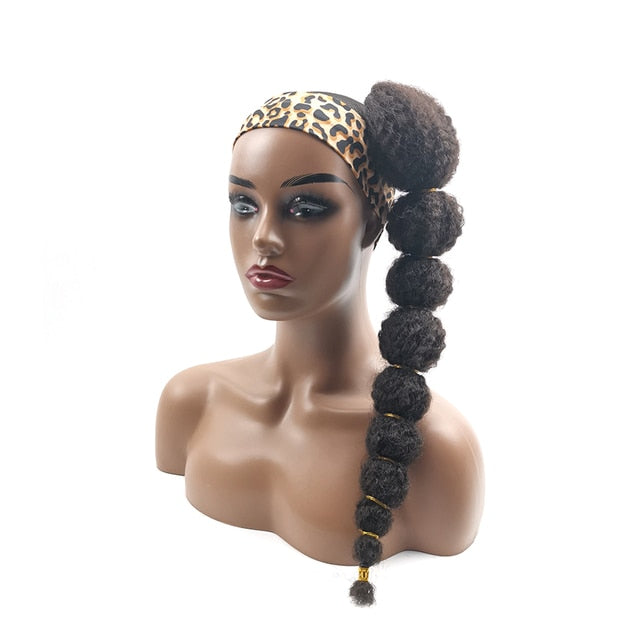 Ponytail Hair Synthetic Extension - Afro Puff, Kinky Curly Horse Tail Clip In Drawstring