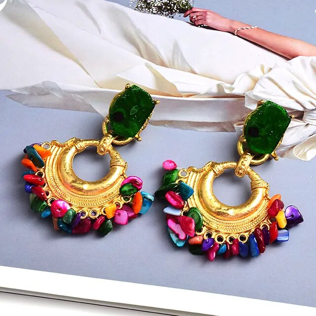 Bohemian Vintage Handmade Rhinestone Drop Earrings