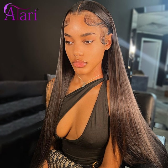Highlight Purple with Pink Straight Human Hair Lace Frontal Pre-Plucked wigs