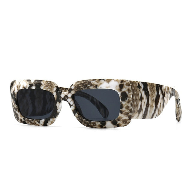 RUOBO Brand Designer Small Rectangle Pythons Grain Sunglasses
