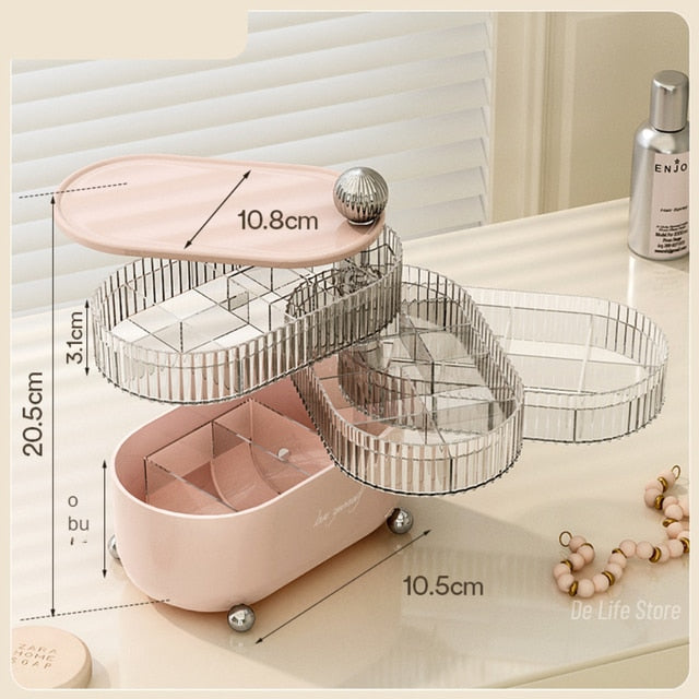 Rotatable Multi-layered Jewelry Box Dustproof Cosmetic Storage
