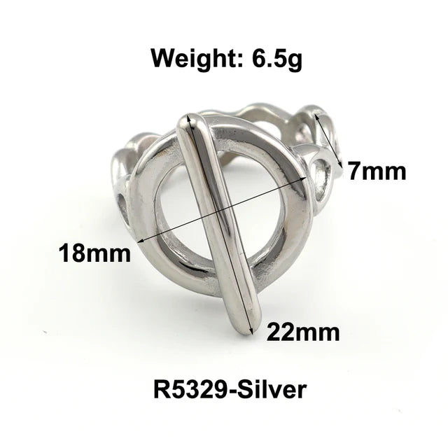 Stainless Steel Water Drop Ring Statement Metallic Texture Rings