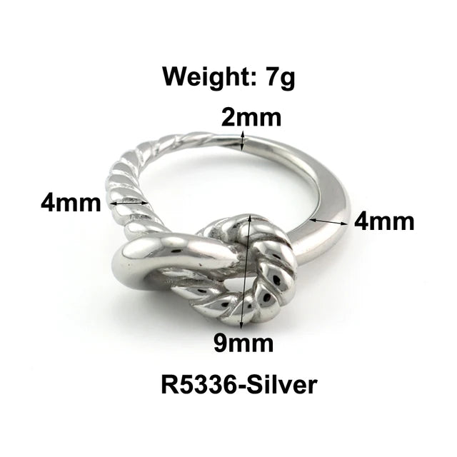 Stainless Steel Water Drop Ring Statement Metallic Texture Rings