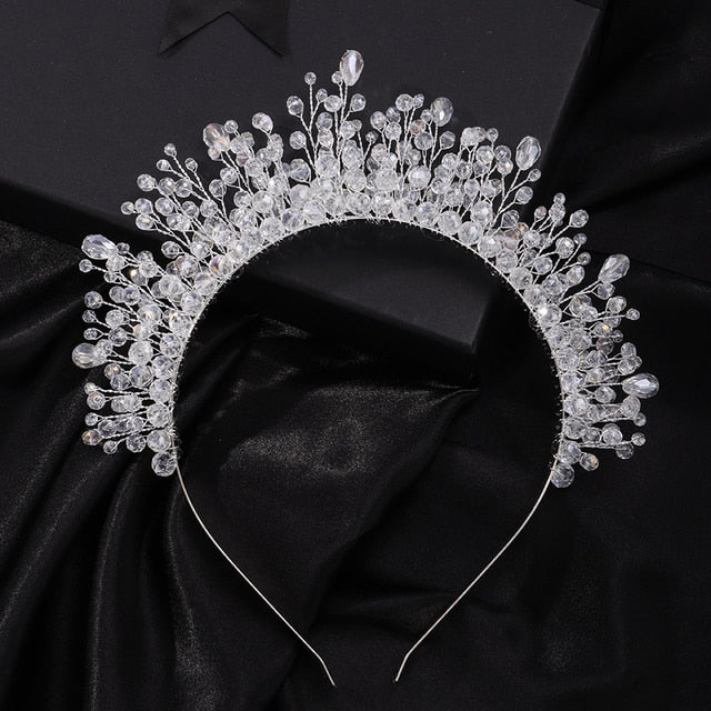 Crystal Bridal Crown/Headband with Silver Diamonds