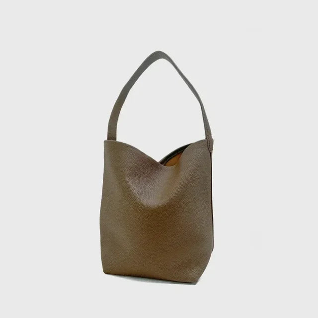 Motingsome Soft Cowhide Minimalism  Bucket Bag