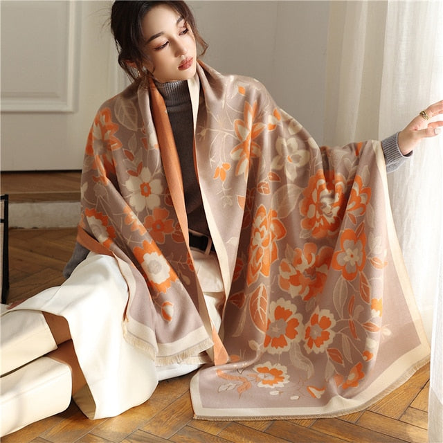 Winter Scarf Iron Tower Cashmere Shawl Warm Double-sided Thick Foulard