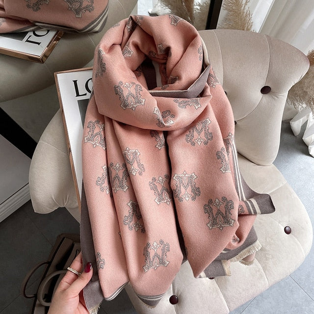 Winter Scarf Iron Tower Cashmere Shawl Warm Double-sided Thick Foulard
