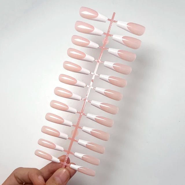 120pcs Glossy French Tips Press on Fake Nails