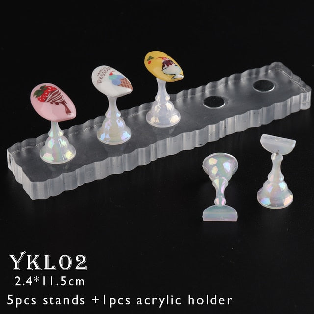 Magnetic Nail Holder Wooden Display Stand For False Nail Tips